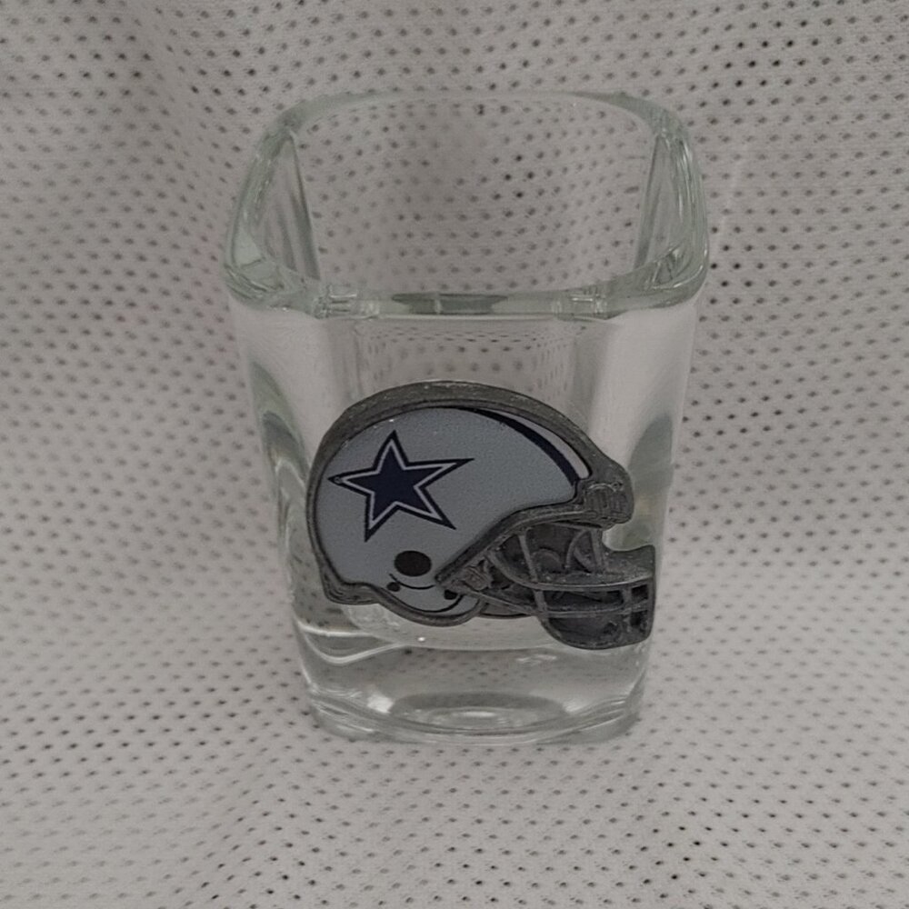 NFL Dallas Cowboys Square Shot Glass with Pewter Helmet Emblem